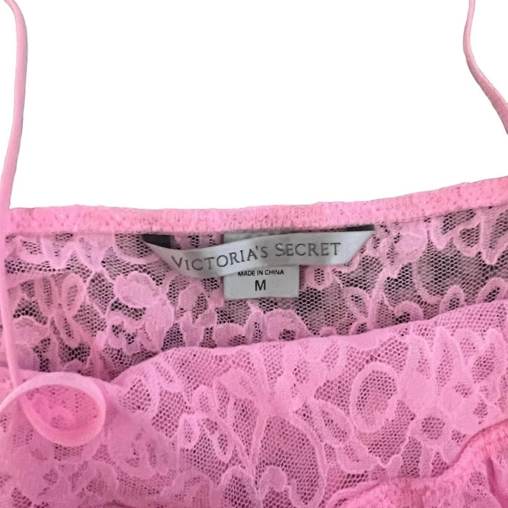 Vintage y2k Victoria’s Secret dollcore pink sheer lace slip dress Teddy ruffle - Picture 7 of 10